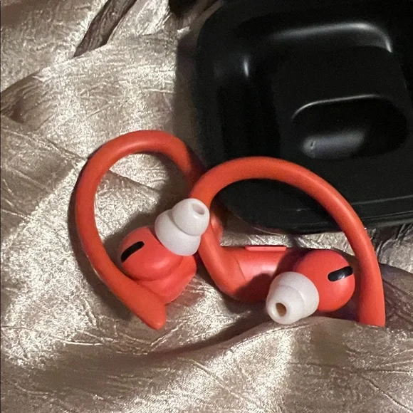 Orange Wireless Earbuds with Black Case - Picture 2 of 5
